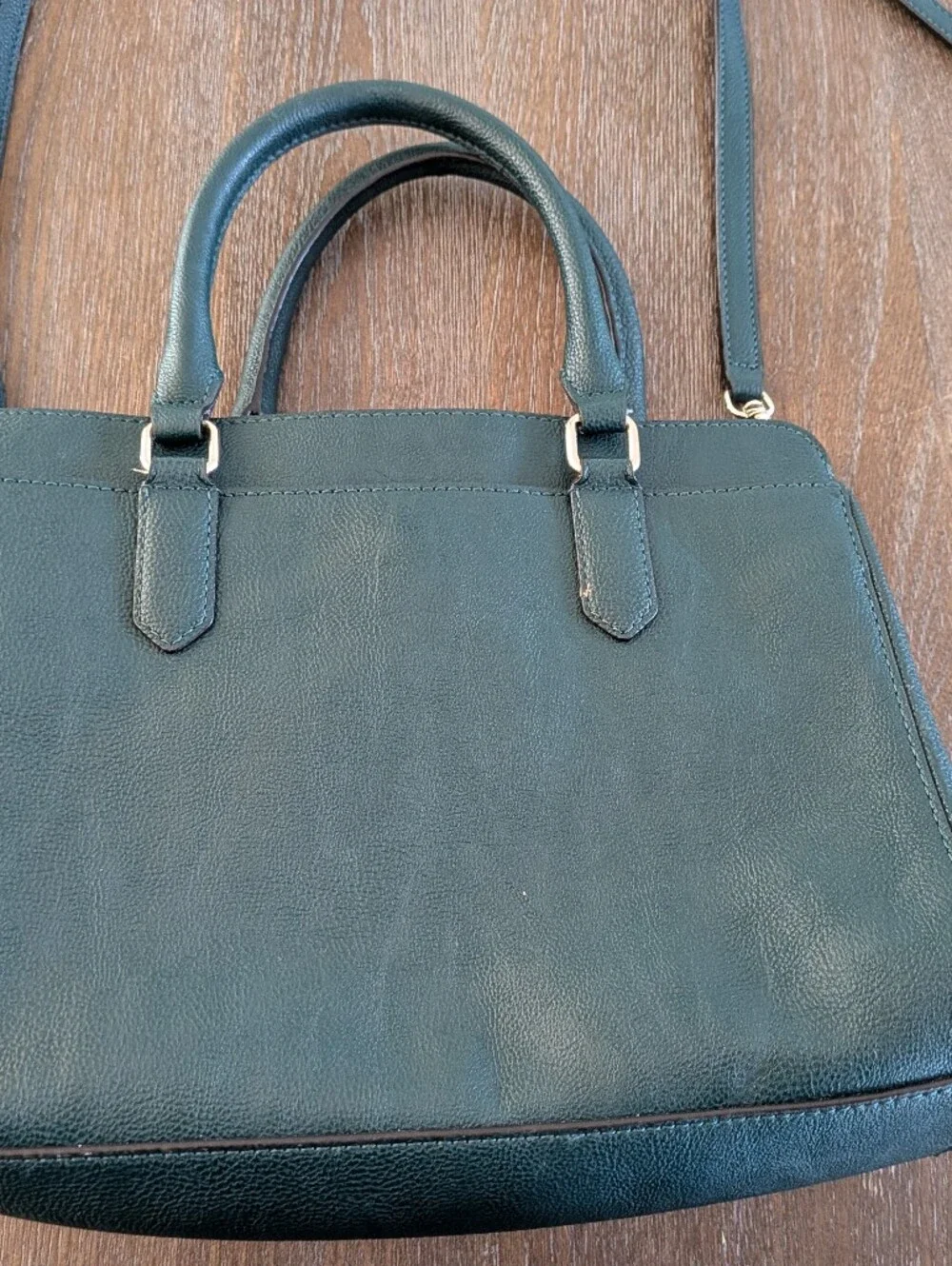 Karl Lagerfeld Green Leather Satchel with Shoulder Strap